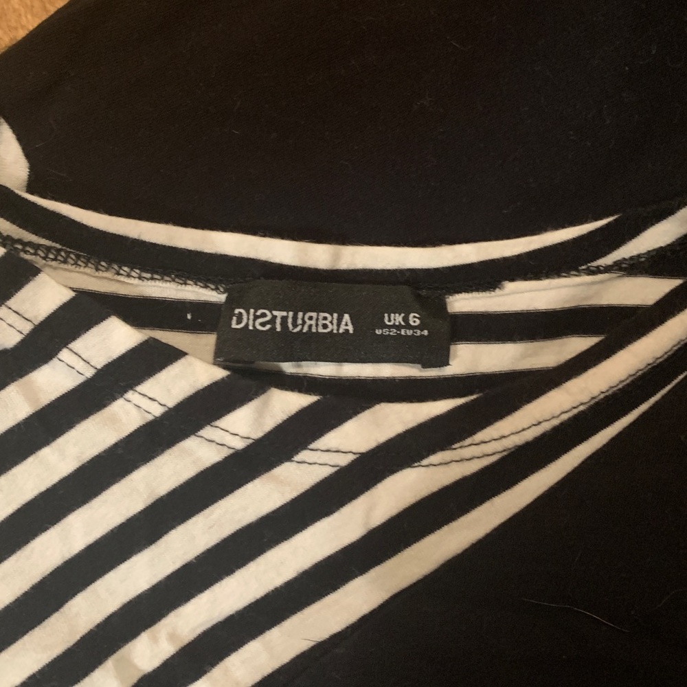 Disturbia Black and White Striped Top